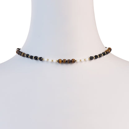 Blue Moonstone Tiger eye Agate Necklace