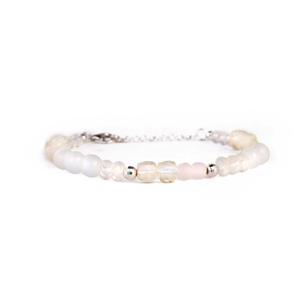 White Cat’s Eye Citrine Morganite Chain Bracelet