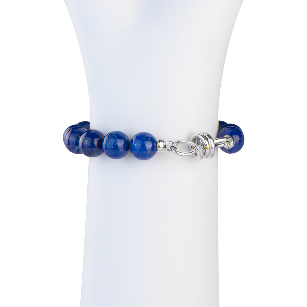 10mm Pure Lapis Lazuli Stylish Clasp Beads Bracelet