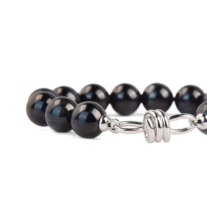 10mm Blue Tiger Eye Stylish Clasp Beads Bracelet