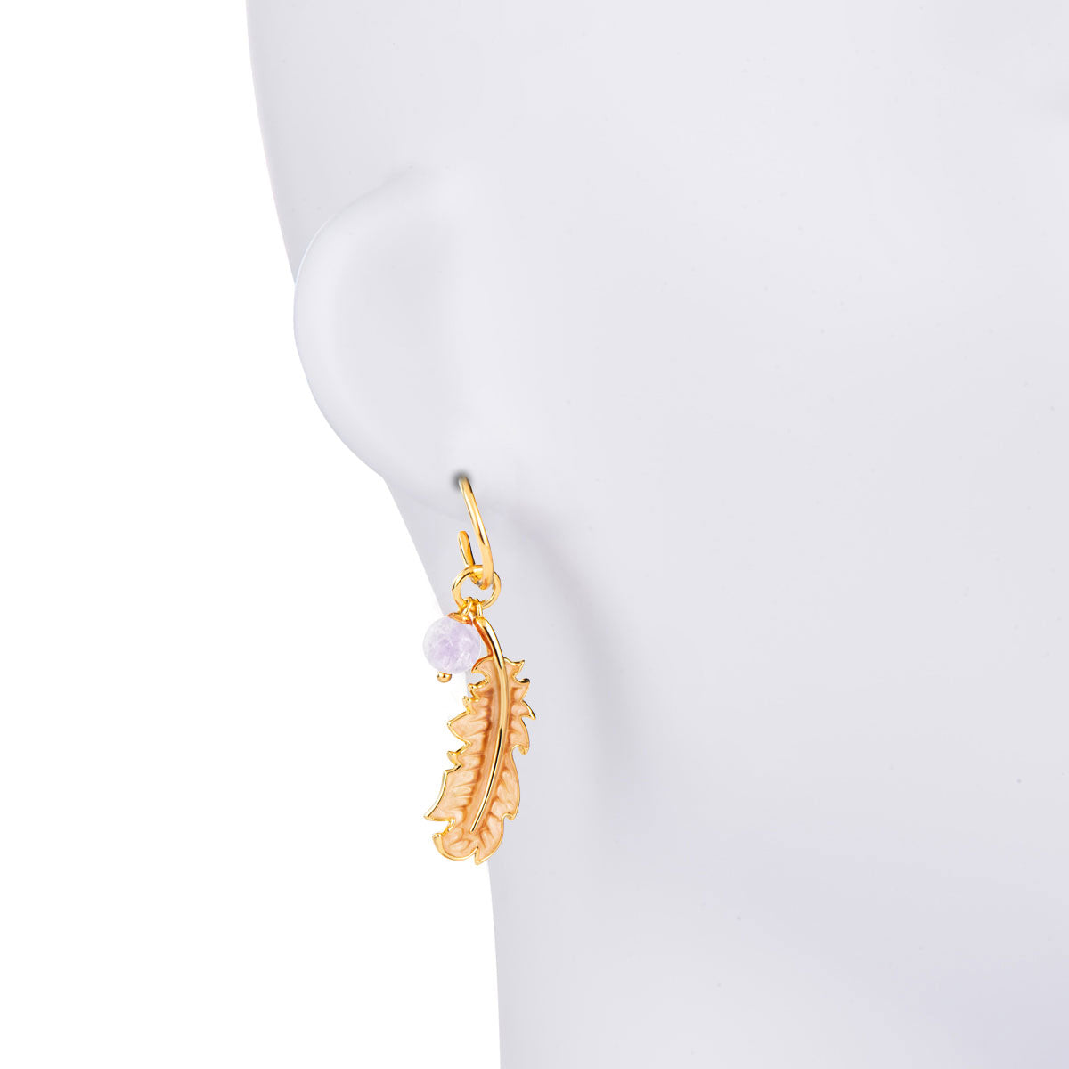 Feather 18k Plated Purple Chalcedony Earrings