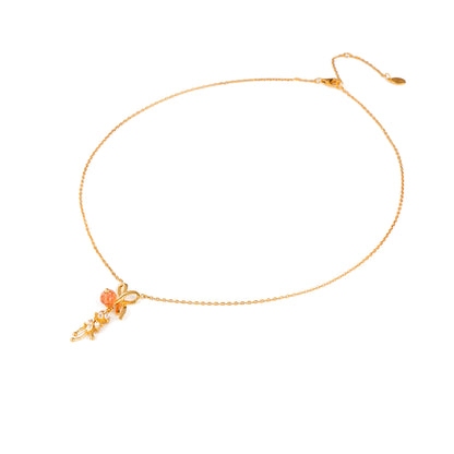 Wisteria Gold Strawberry Quartz Pendant Necklace