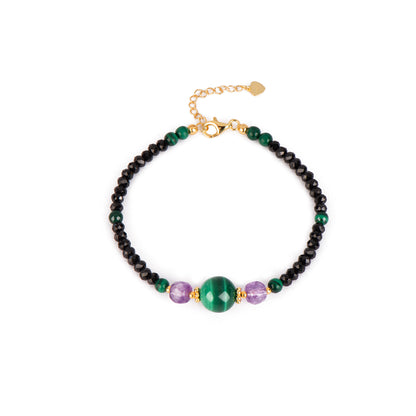 Black spinel Malachite Bracelet