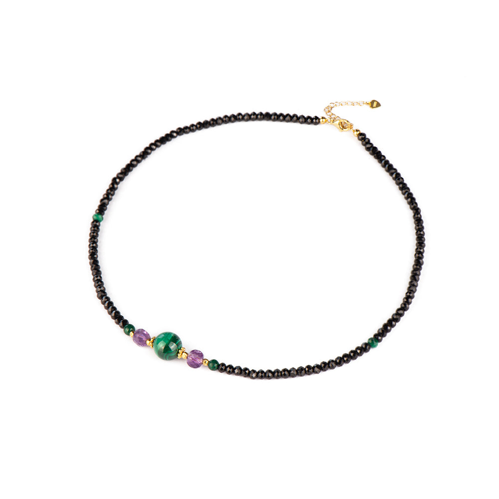 Black Spinel Malachite Necklace