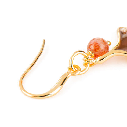 Ginkgo 18k Gold Plated Silver Golden Strawberry Quartz Earrings