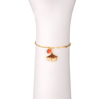 Ginkgo 18k Gold Plated Silver Golden Strawberry Quartz Bracelet