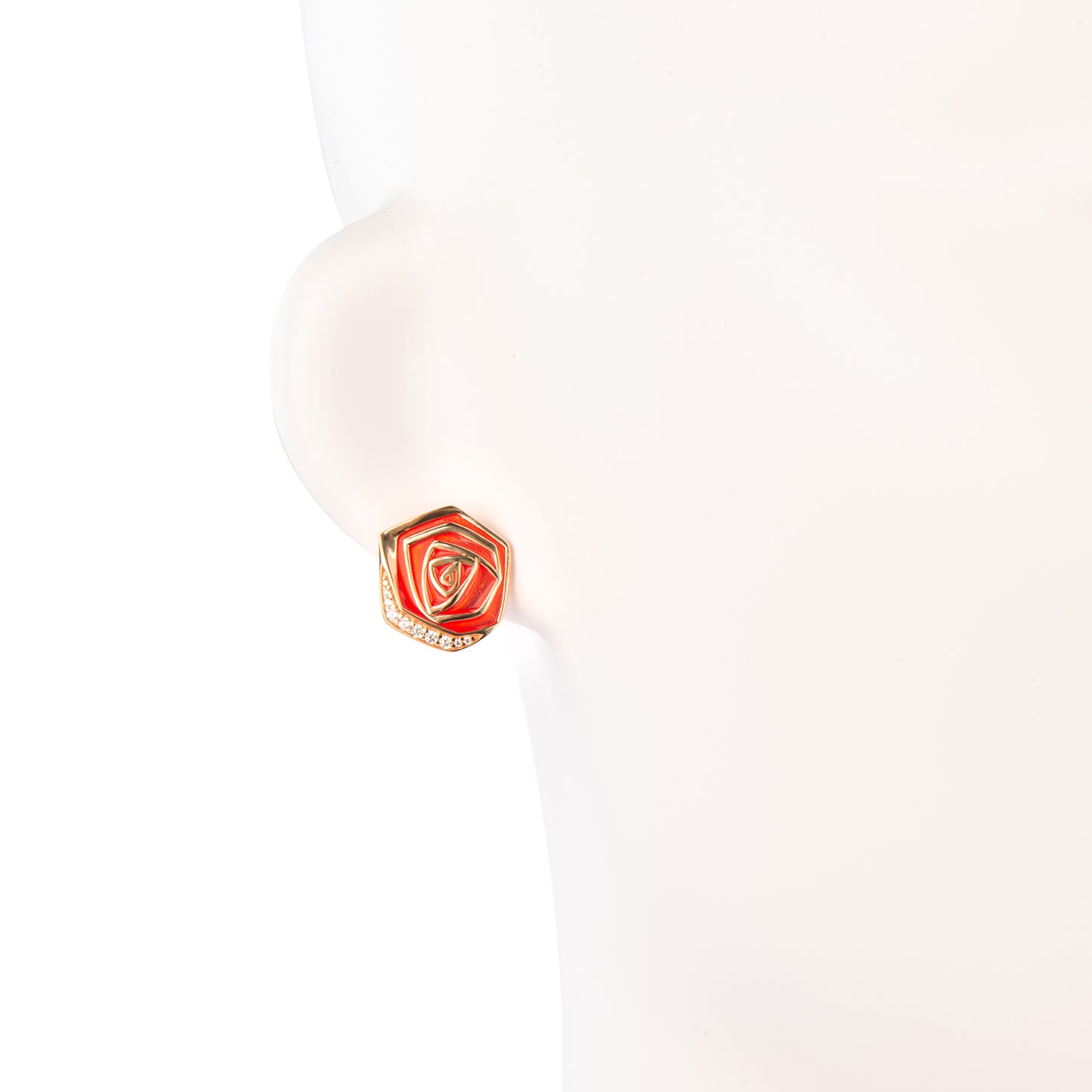 Boucles d'oreilles Rose Rouge en Or 18 Carats Plaqué Argent 925