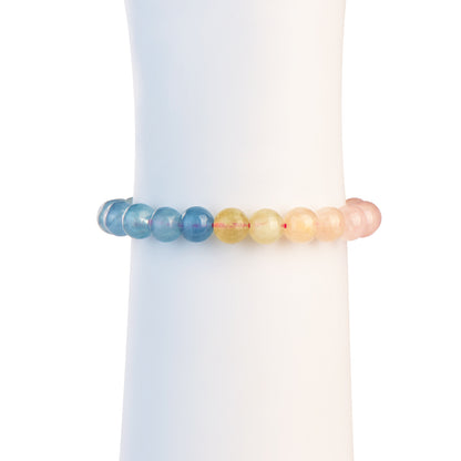 Cindy land 8mm Multi Colour Gradient Morganite Bead Crystal Bracelet