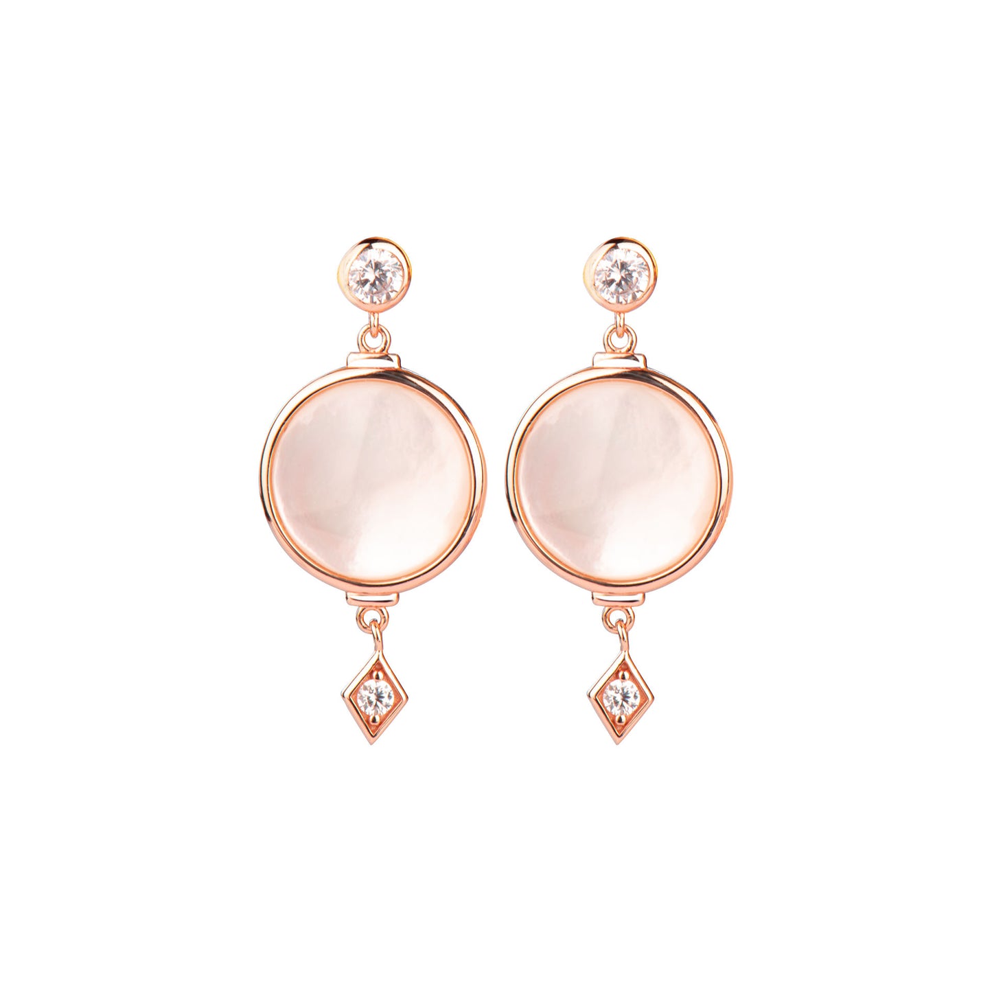 Rose Gold Plated Sliver Mother of Peal Encrusted Earring