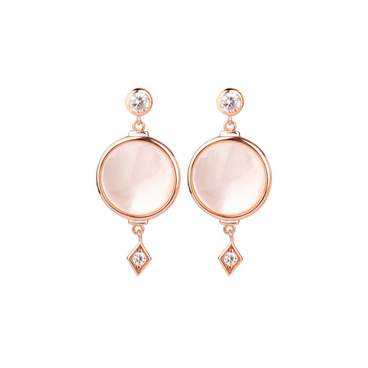 Rose Gold Plated Sliver Mother of Peal Encrusted Earring