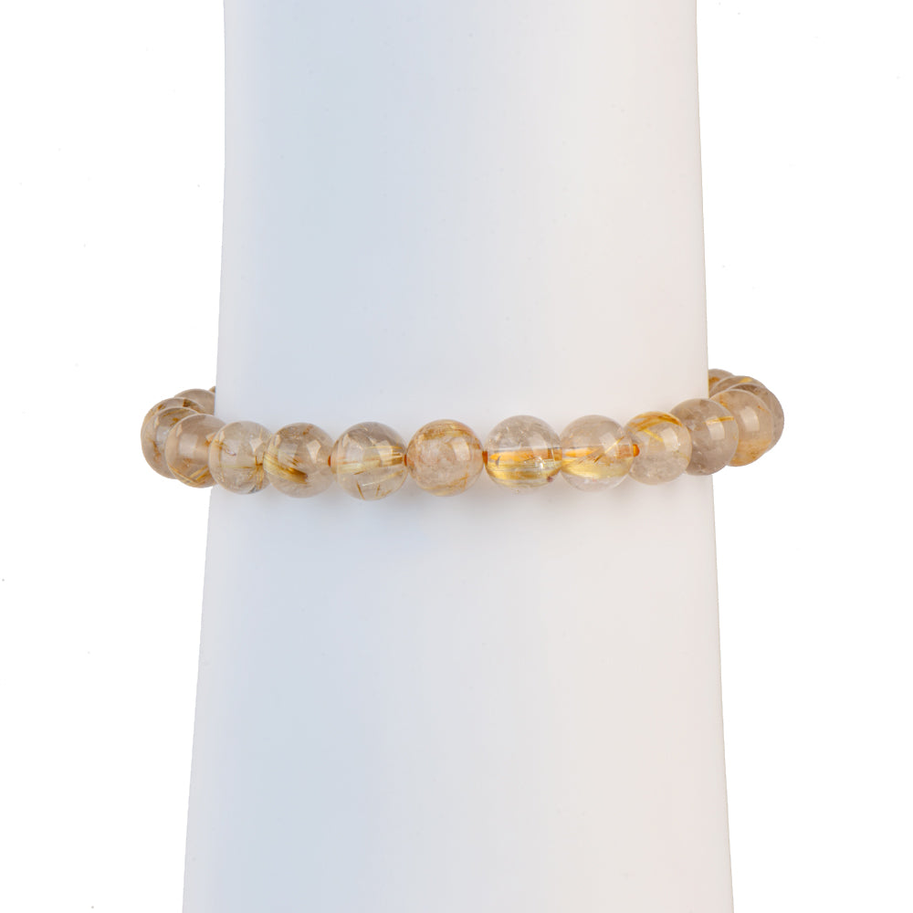 8mm Pure Gold Titanium Crystal Beads Bracelet