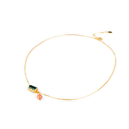 Slub Gold Strawberry Quartz Necklace