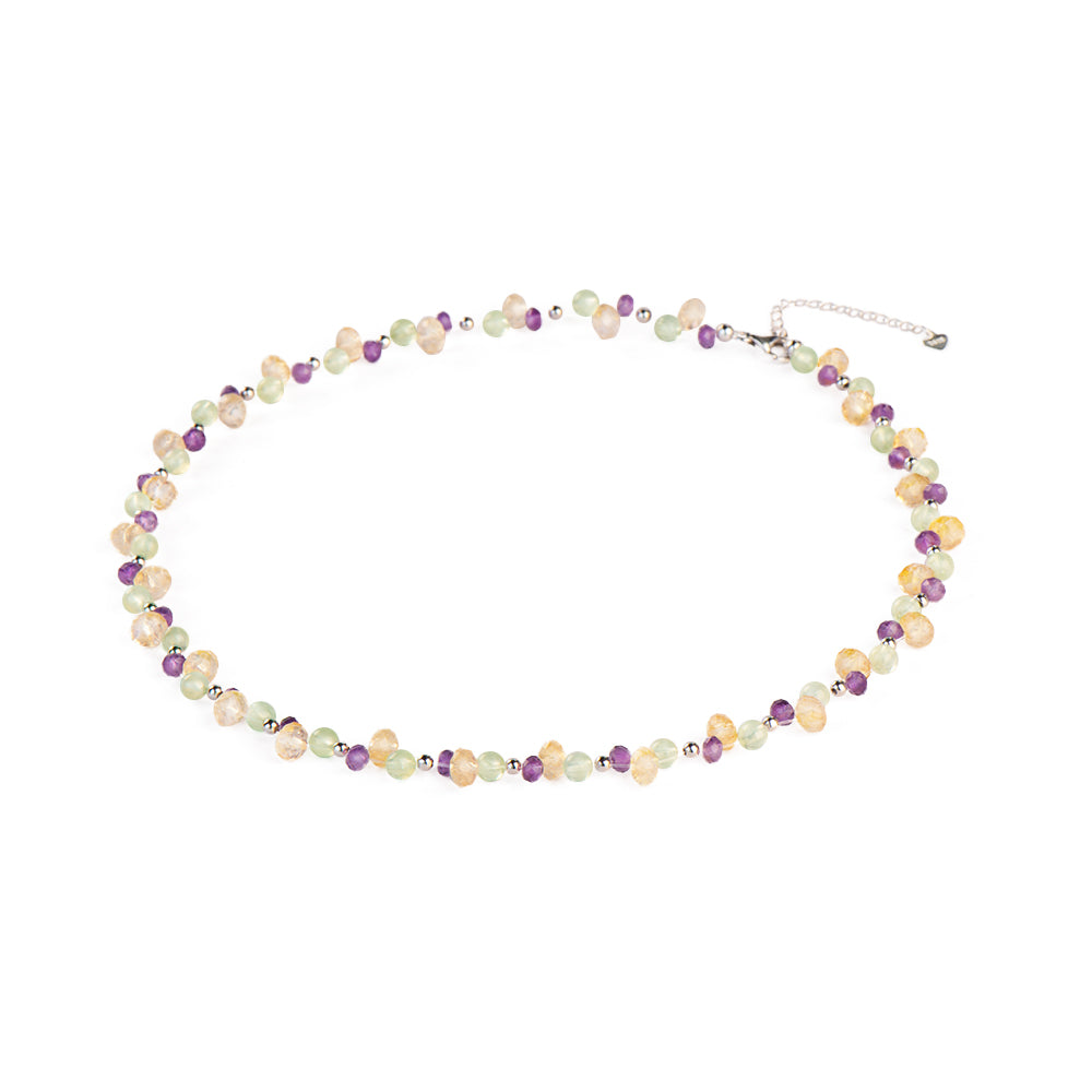 Prehnite Amethyst Citrine Chain Necklace