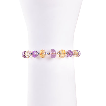 Crosscut Amethyst Citrine Beads Bracelet