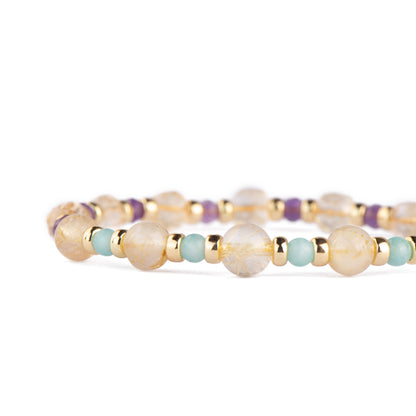 Twilight Citrine Amethyst Titanium Beads Bracelet