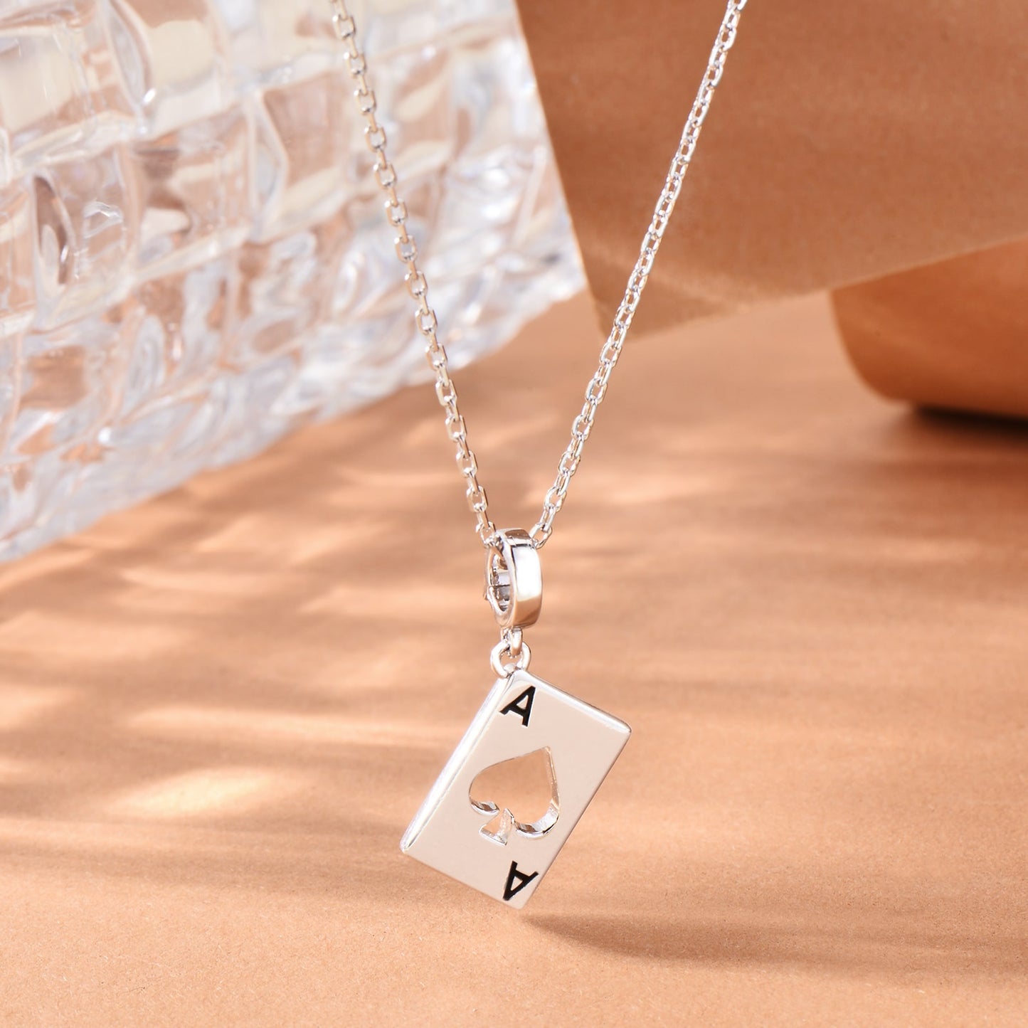 S925 Silver Charming Pendant Necklace Stylish Poker Desgin Jewelry Gift for Her