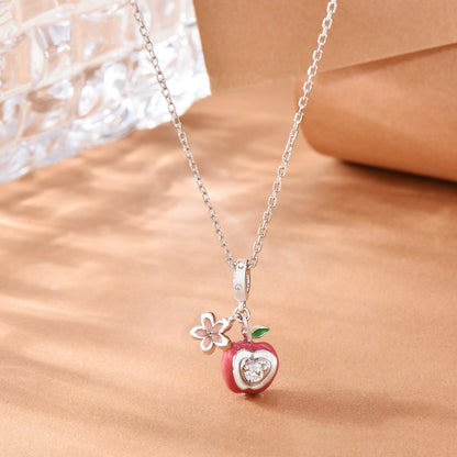 S925 Silver Charming Pendant Necklace Stylish Apple Desgin Jewelry Gift for Her