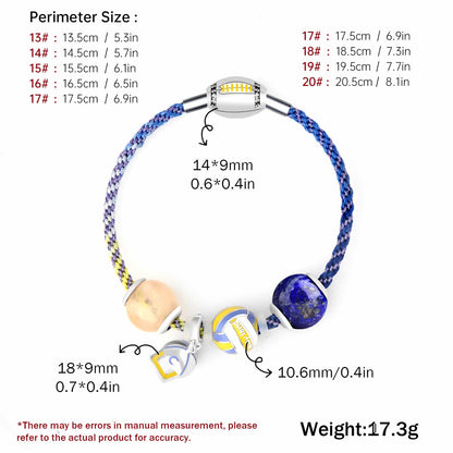 Stylish Sports Bracelet Natural Morganite and Lapis Lazuli Crystal Jewelry