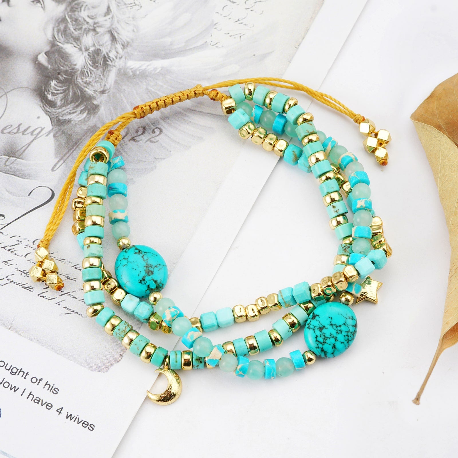 Turquoise Bracelet Triple Strand Bracelet Boho Chic Bracelet Magnetic Clasp