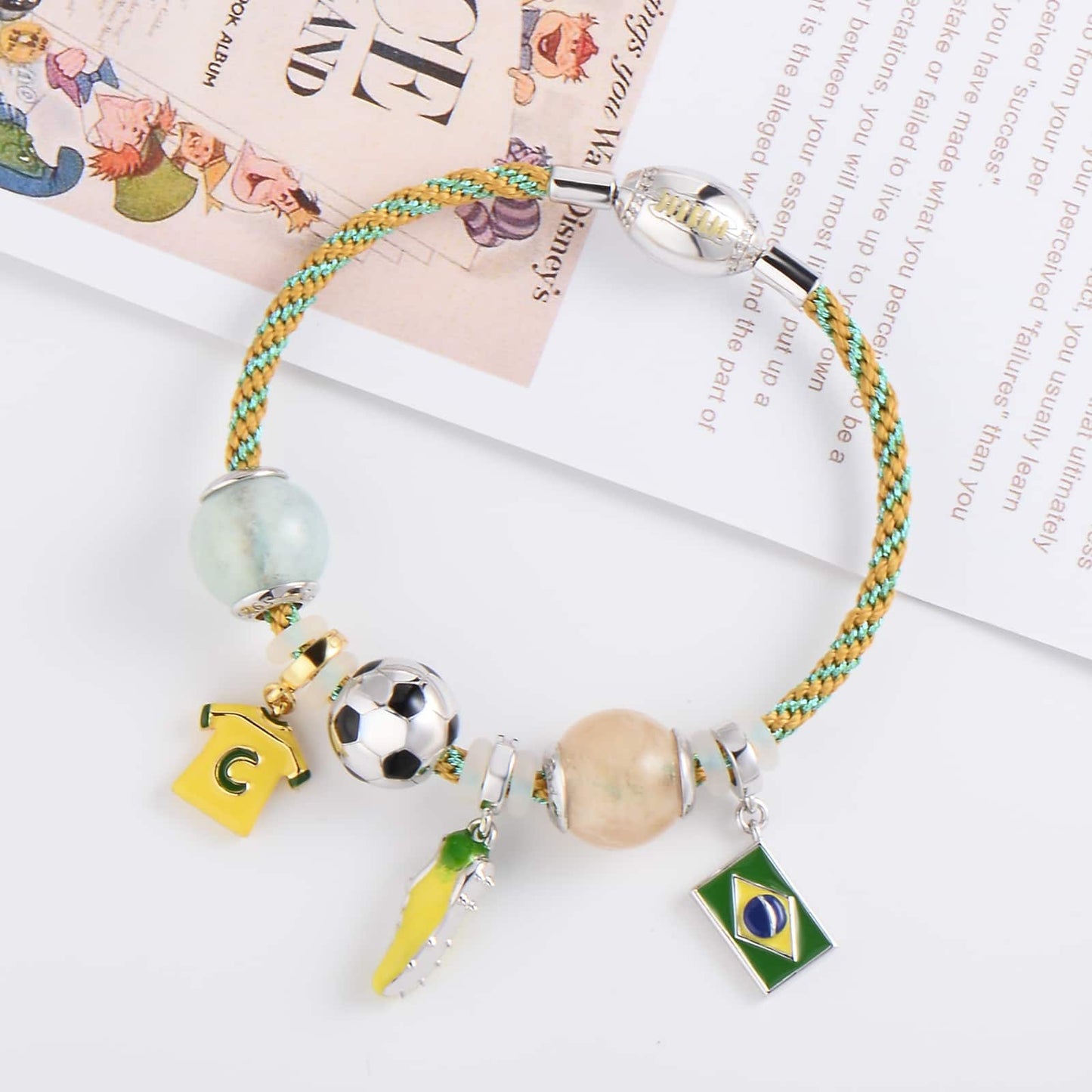 Charming Soccer Themed Crystal Natural Morganite Bracelet