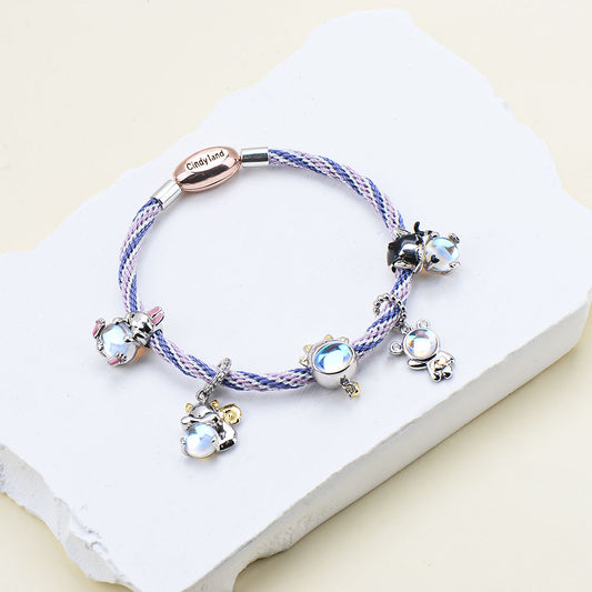 Cindy land Max – Bracelet tissé multi-tressé fait à la main, personnalisé, barre de guérison, charme de sensibilisation à l'esprit