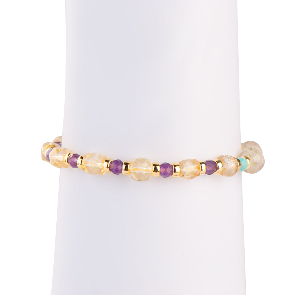 Twilight Citrine Amethyst Titanium Beads Bracelet