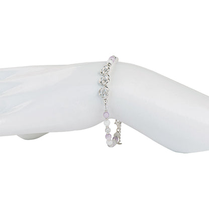 Trinity Blossom Purple Chalcedony Moonstone Extension Chain Bracelet