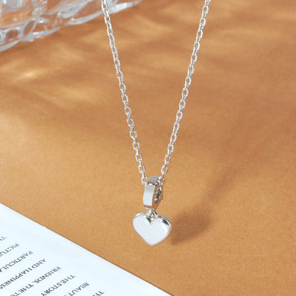 925 Sterling Silver Hearts Pendant Removable Charm Necklace Jewelry