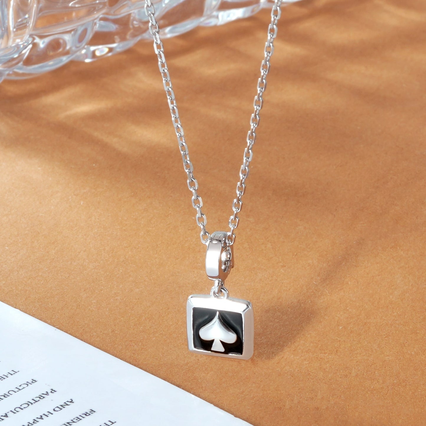 S925 Silver Poker Spade Pendant Necklace Charming Removable Pendant Jewelry Gift