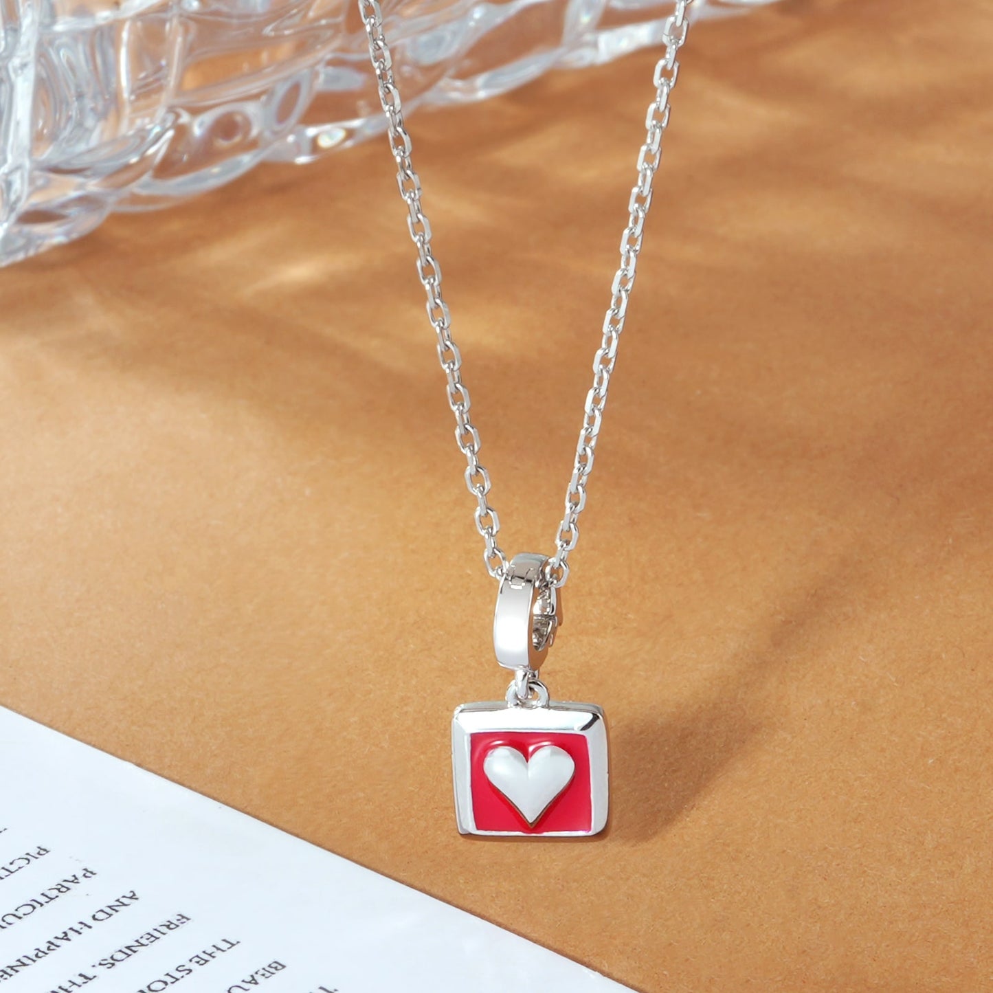 S925 Silver Poker Heart Pendant Necklace Charming Removable Pendant Jewelry Gift