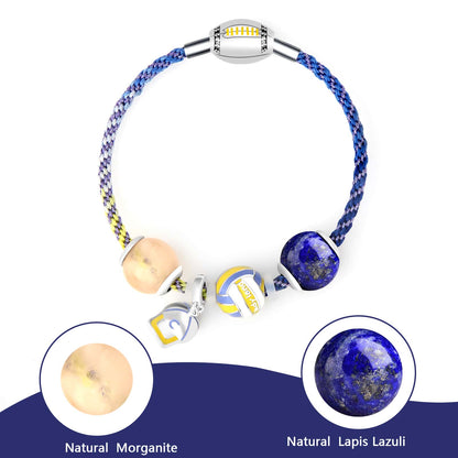 Stylish Sports Bracelet Natural Morganite and Lapis Lazuli Crystal Jewelry