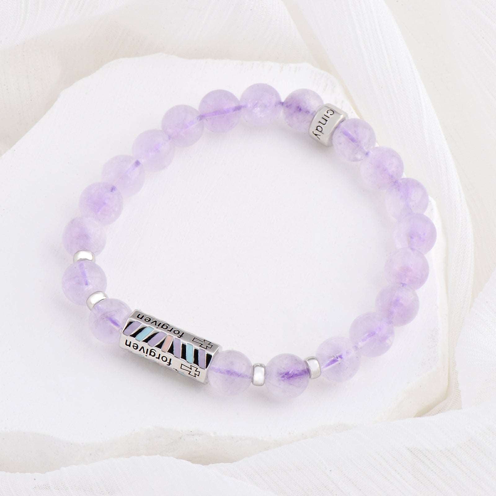 Natural High Ice Purple Chalcedony Bracelet Women's Birthday Single Circle Crystal Agate Bracelet Gift foe her