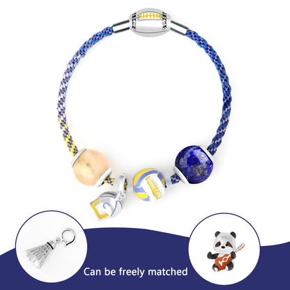 Stylish Sports Bracelet Natural Morganite and Lapis Lazuli Crystal Jewelry