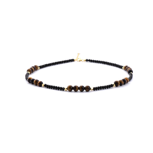 Collier Spinelle Noir Oeil de Tigre