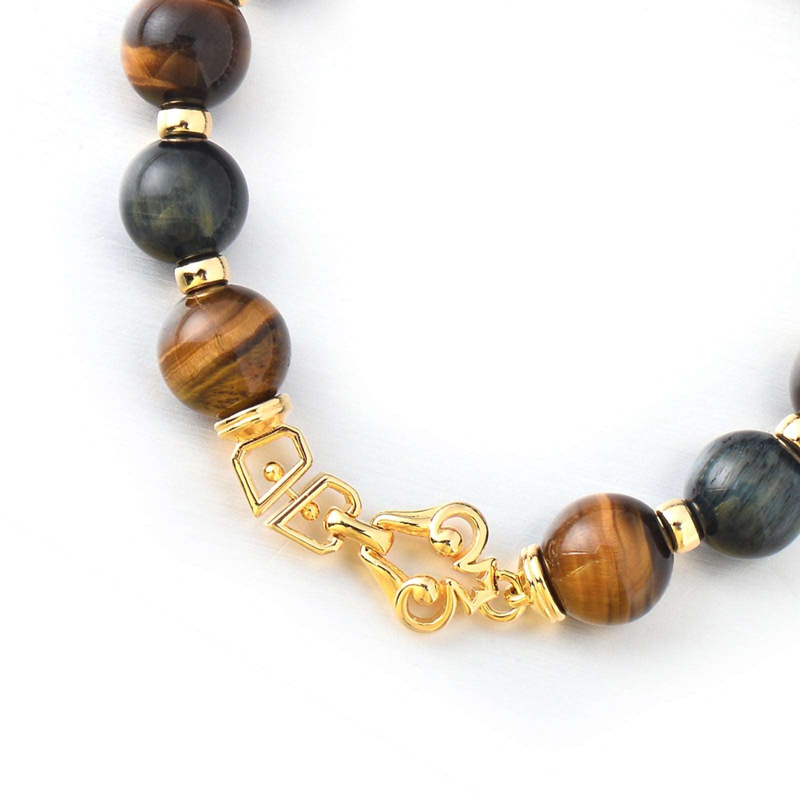 Limited Edition Triple power red tigers eye yellow eye and blue tiger's eye bracelet