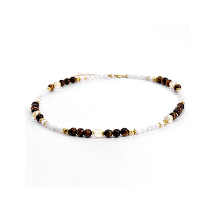 Cindy land Full Round Mother of Pearl Beads with Tiger Eye Gemstones Citrine Crystal