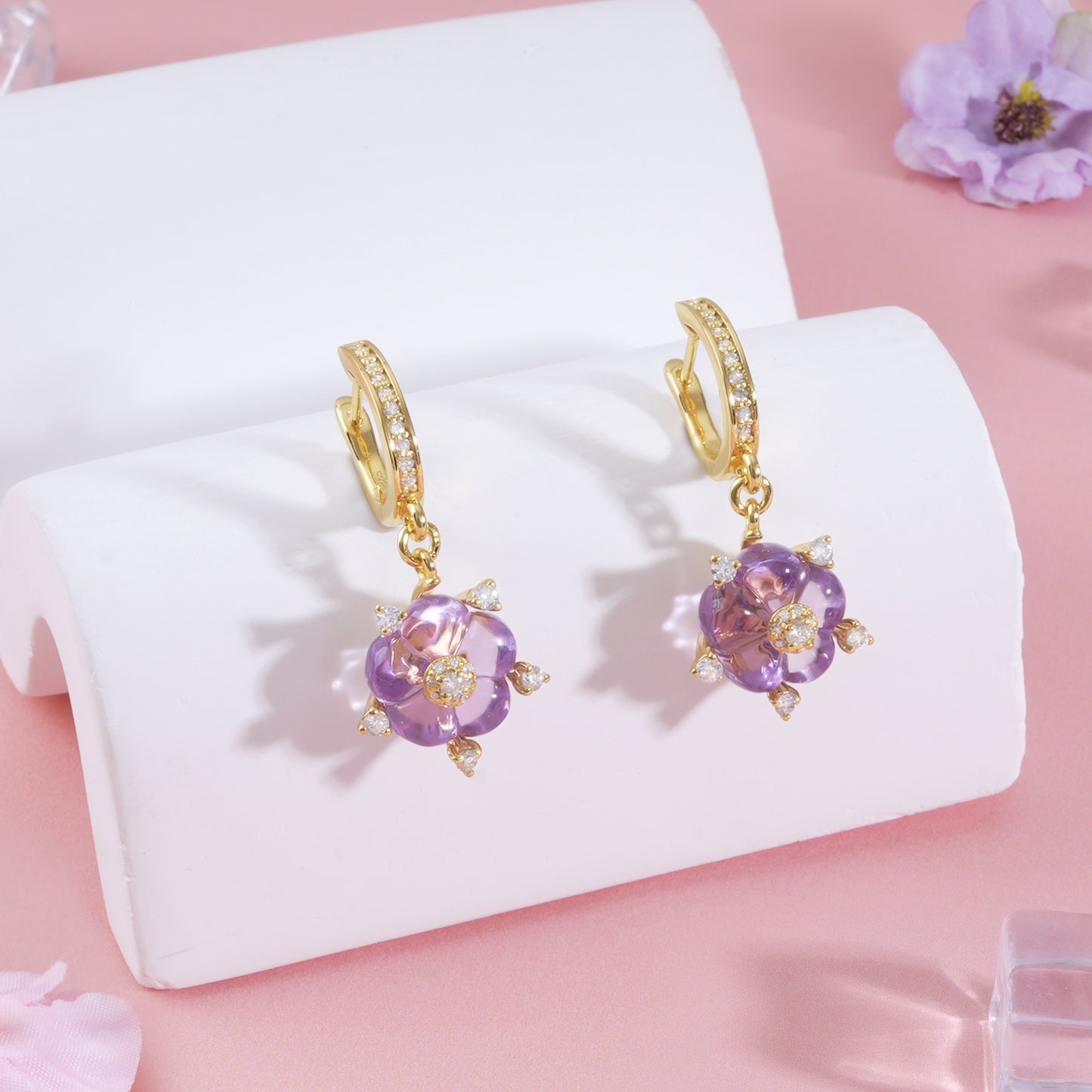 Amethyst Plum Blossom Earrings