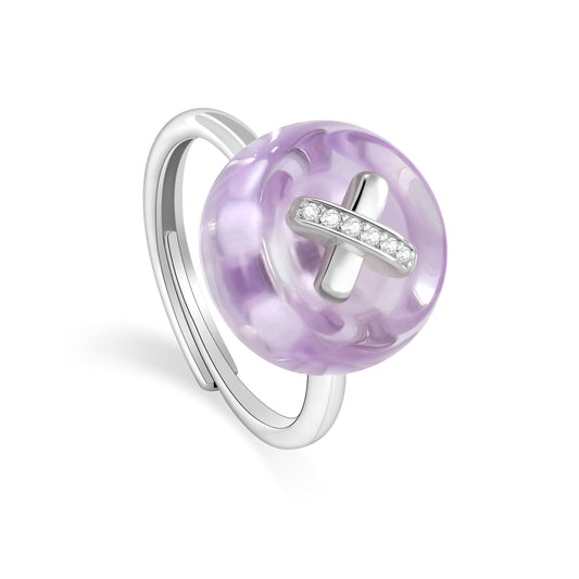 Button Amethyst Ring