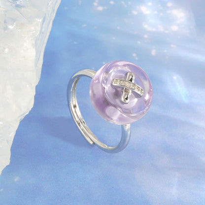 Button Amethyst Ring