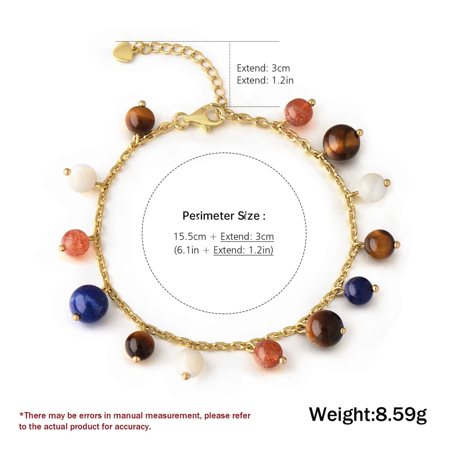 Natural Gold Strawberry Quartz Lapis Lazuli Mother-of-pearl Arusha Bracelet Clear Abacus Beads 8mm Women Men AAAAAAA