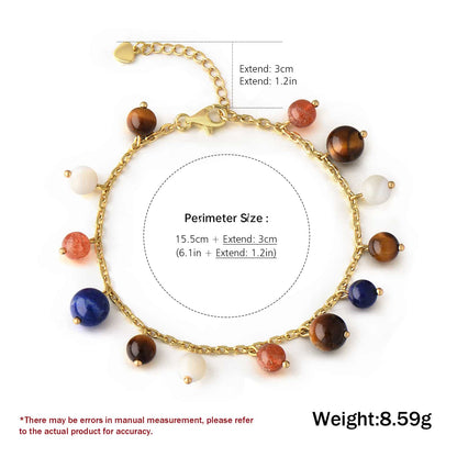 Natural Gold Strawberry Quartz Lapis Lazuli Mother-of-pearl Arusha Bracelet Clear Abacus Beads 8mm Women Men AAAAAAA