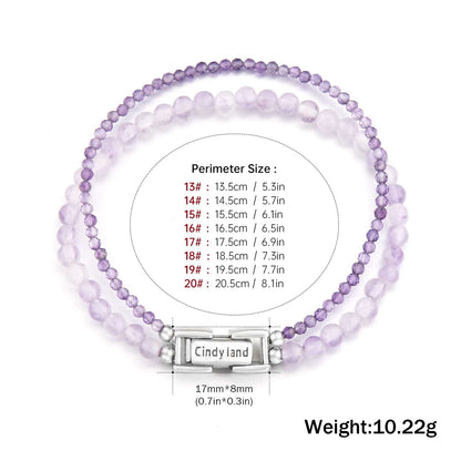 Double Row Amethyst Purple Chalcedony Stylish Clasp Bracelet