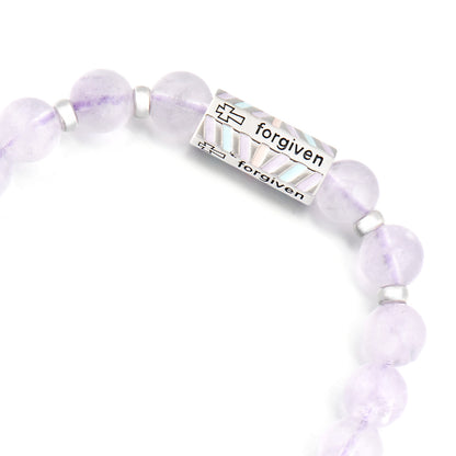 Natural Rare Purple Chalcedony Crystal Round Beads Bracelet cross forgiven bracelet