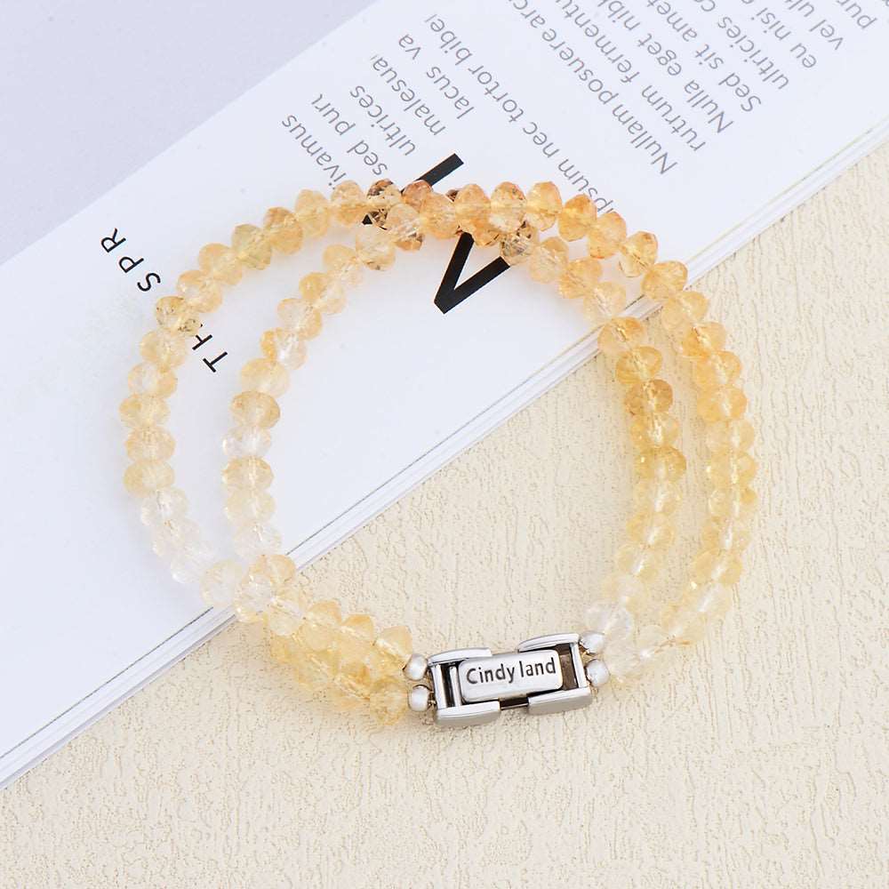 Cindy land 100% Original Citrine Gradient Multiple Strand Gemstone Bracelet Unique Double Row of Clasps