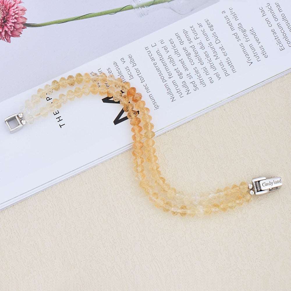 Cindy land 100% Original Citrine Gradient Multiple Strand Gemstone Bracelet Unique Double Row of Clasps