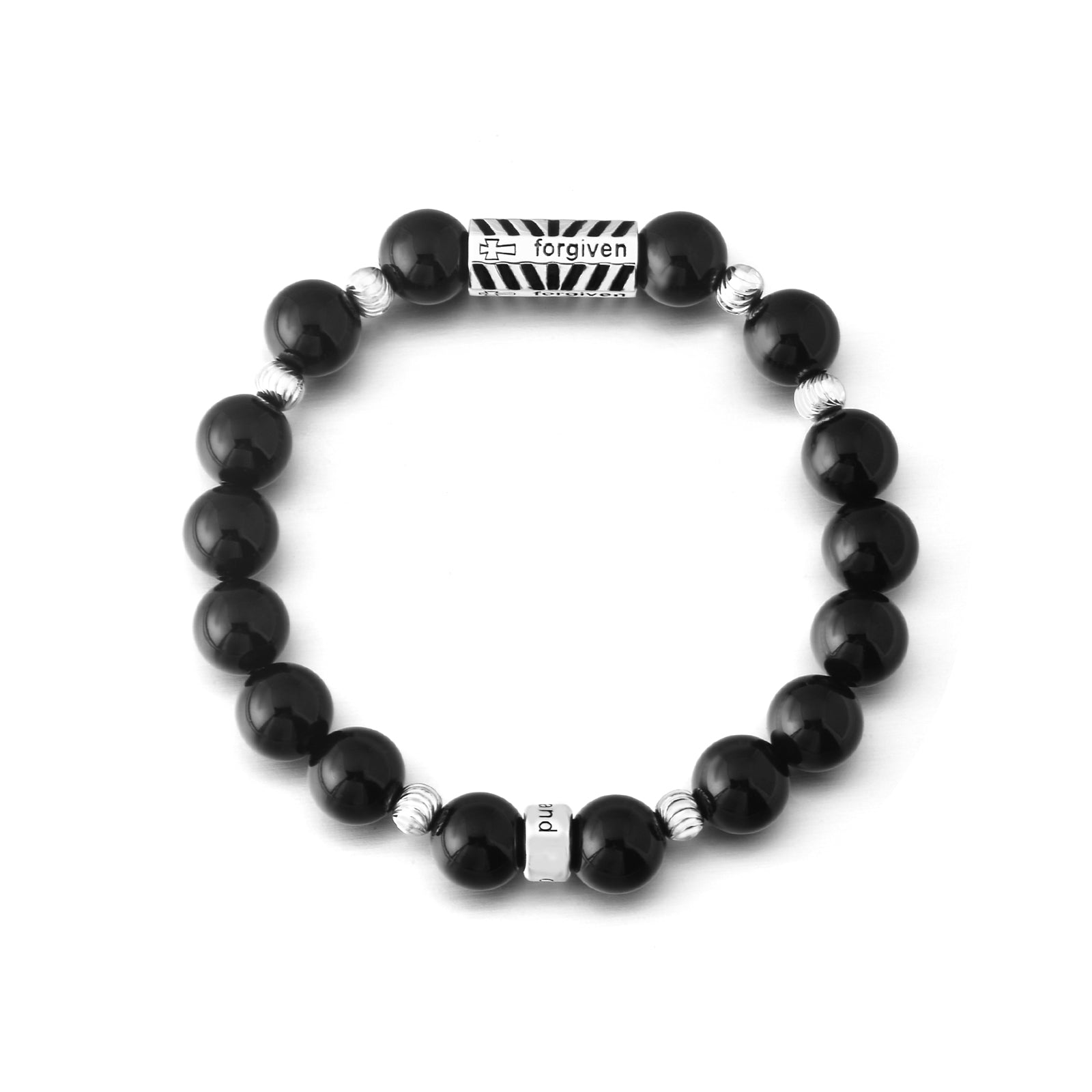 Natural Black Agate Stone Bracelet with Imperial Passepartout Forgiven Charm