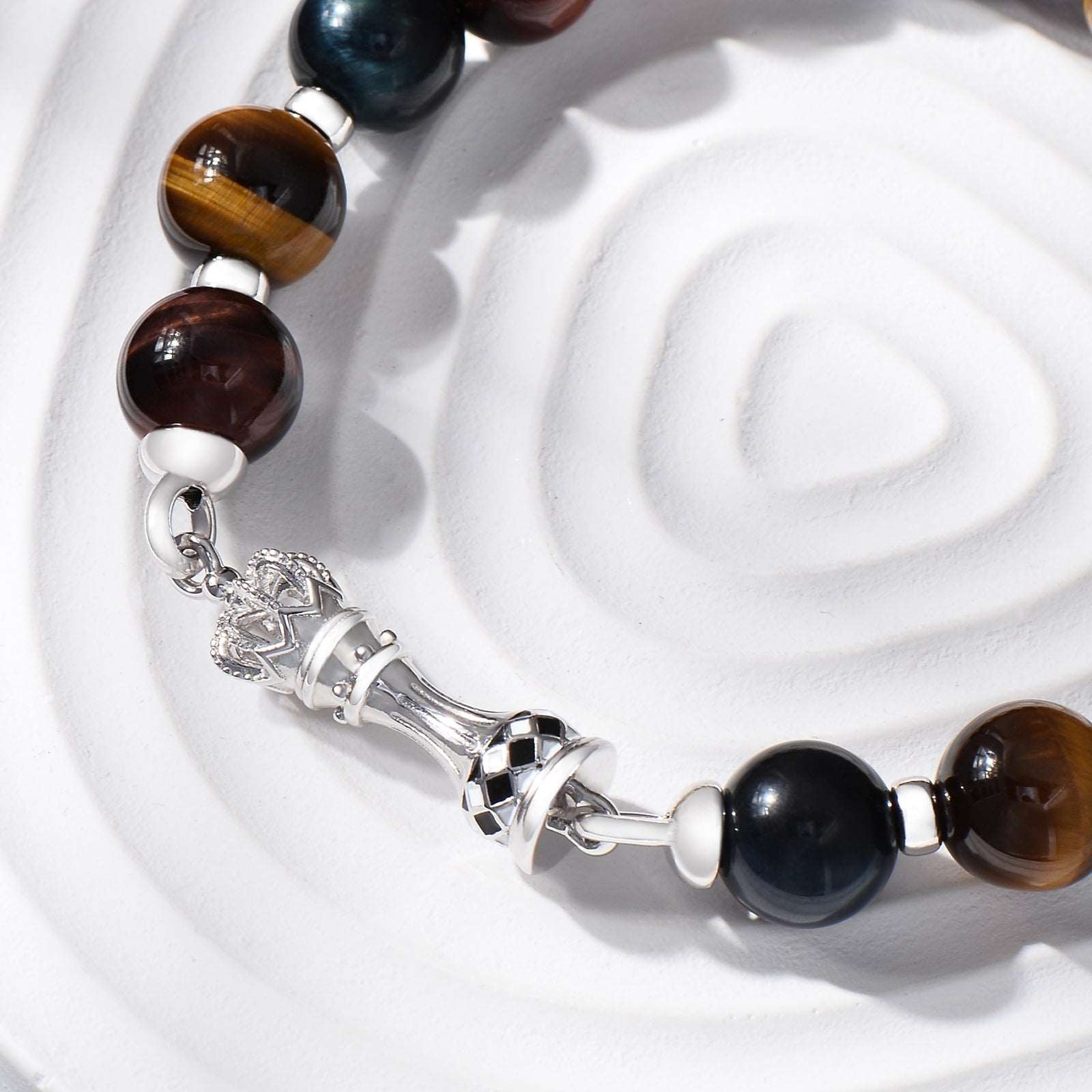 Tri-Color Tiger's Eye Bracelet, 14mm