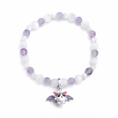 light Purple Jade and Mother-of-pearl Beads nature animal bat pendant