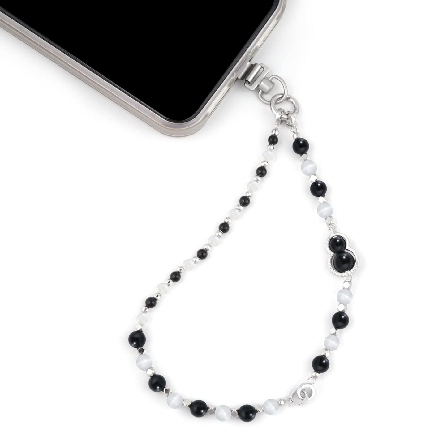 Stylish Universal Phone Strap with Natural Crystal: Obsidian, Agate, Moonstone