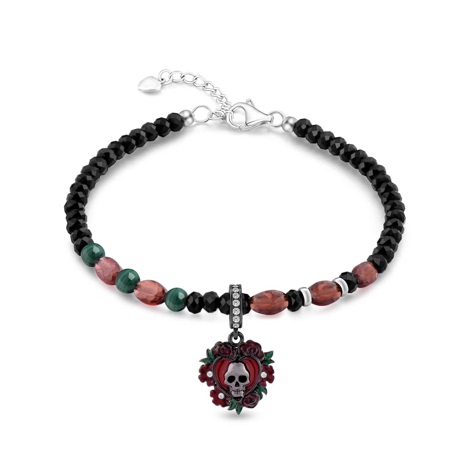 Faceted Black Spinel bead pendant bracelet